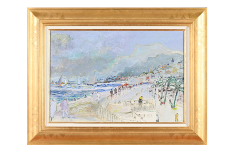 Lot 345- Jean FUSARO (né en 1925). Le vieux port de Menton. Huile sur toile. Signé en bas à droite. Contresigné et titré au dos. 50 x 73 cm